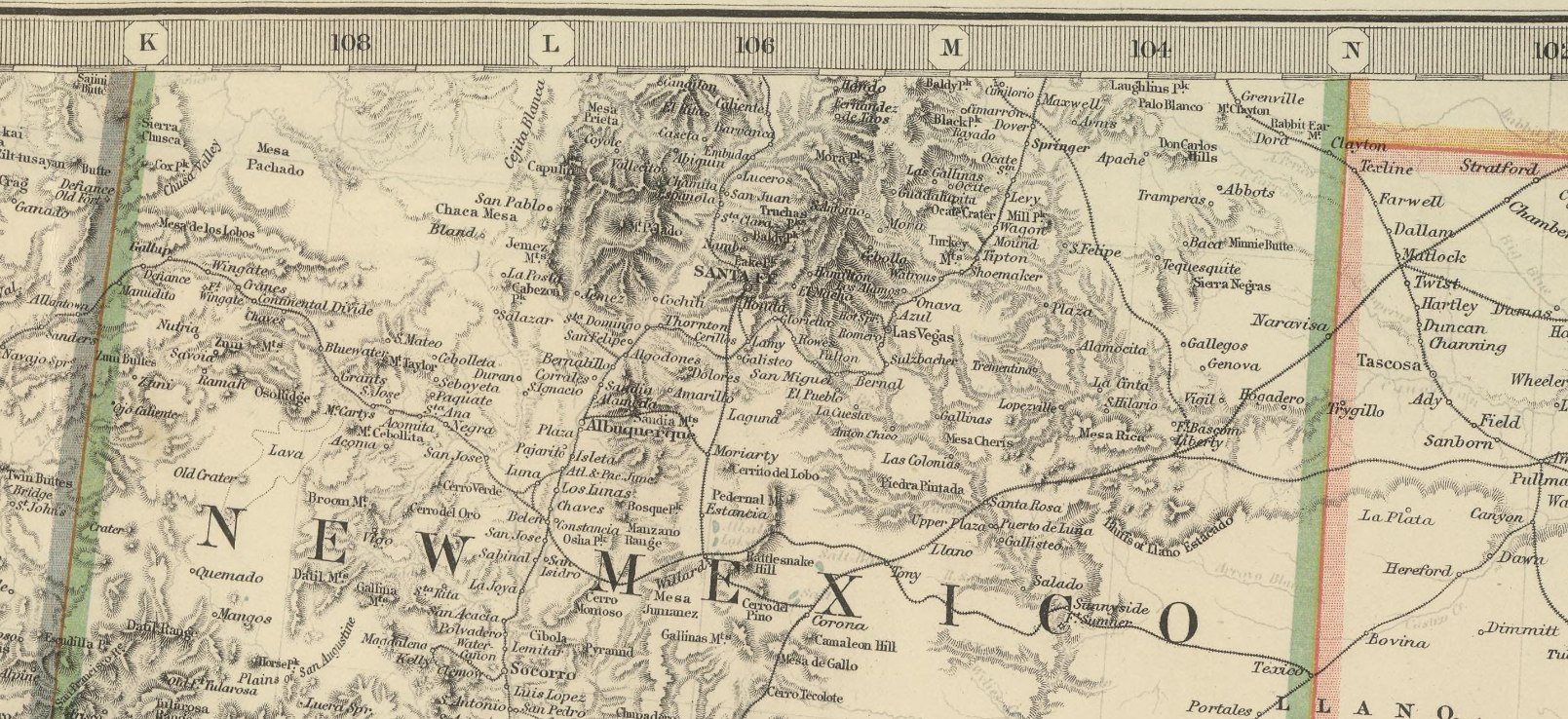 Old Map of Northern New Mexico.